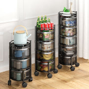 Étagère de rangement rotative multicouche pour cuisine avec 5 paniers